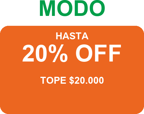 MODO hasta 20% OFF, tope $20.000